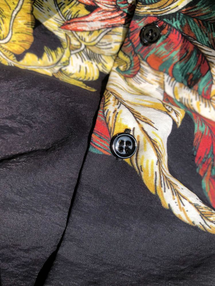 Sand Washed Texture Silk Shirt Lazy Large Silhouette Printed Silk Shirt for Both Men & Women