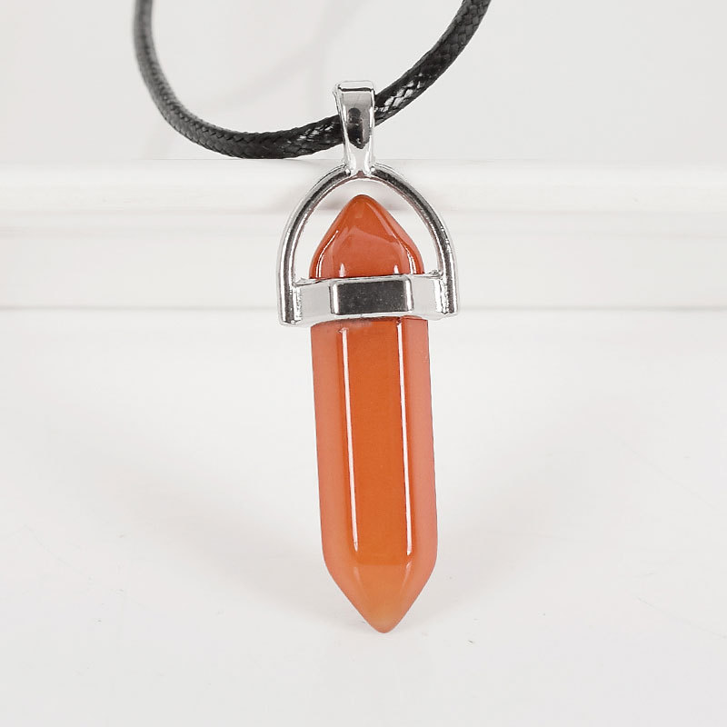 Natural red agate prism Pendant Necklace