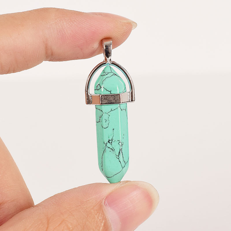 30mm Tumbled Stone Natural Hexagonal Column blue howlite Reiki Pendulum polished Healing Mineral Quartz Crystals Home Decoration