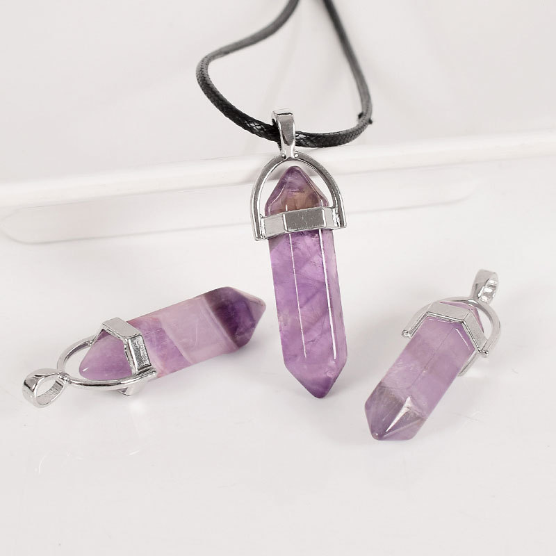 30mm Tumbled Stone Natural Hexagonal Column amethyst Polished Stones And Mineral Reiki Pendulum Healing Crystals Home Decor