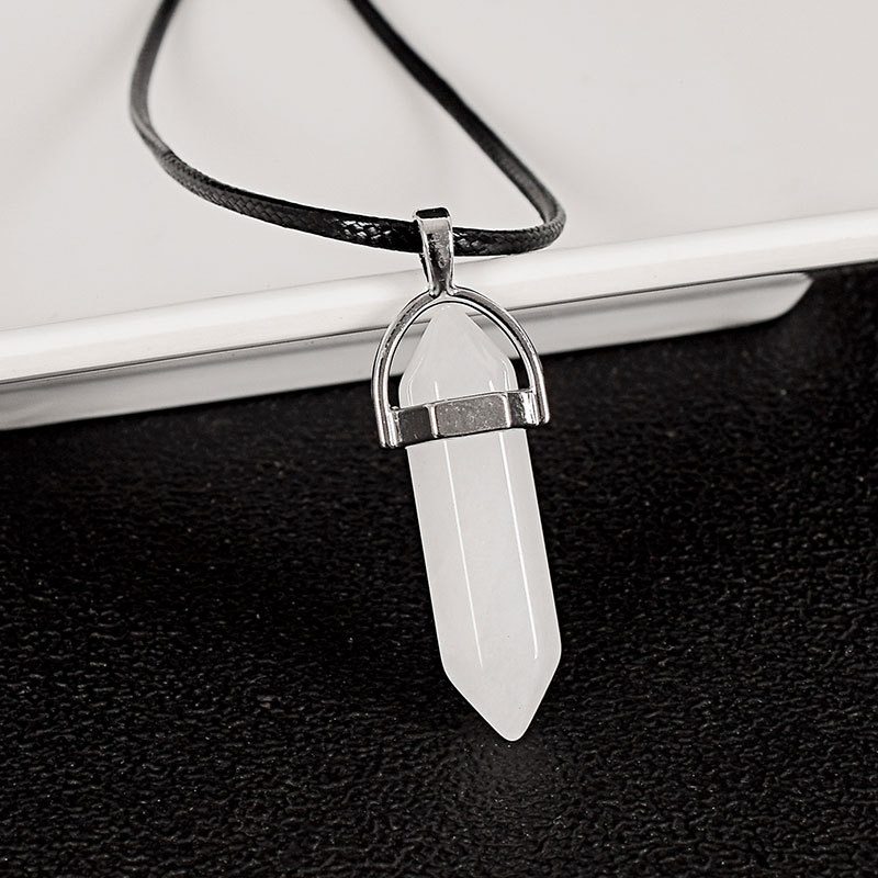 30mm Tumbled Stone natural Hexagonal Column white jade Healing Quartz Crystals Polished Reiki Pendulum Stones And Mineral Decor