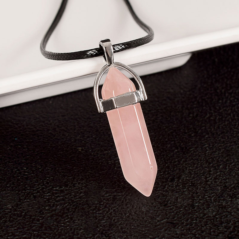 30mm Tumbled Stone natural Hexagonal Column rose quartz Healing Crystal Polished Stones And Mineral Reiki Pendulum home Decor