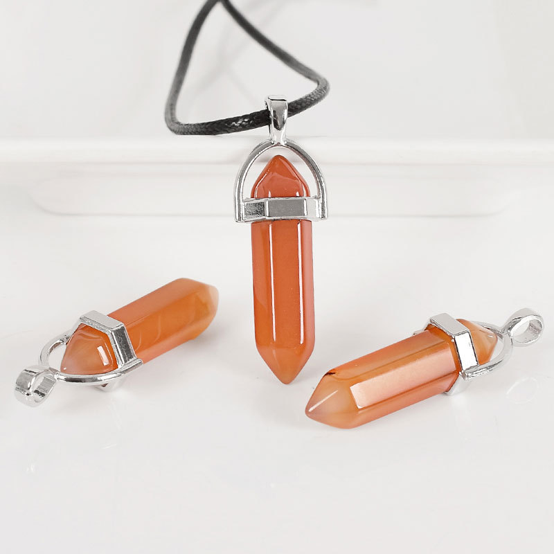 Natural red agate prism Pendant Necklace
