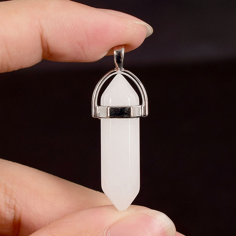 30mm Tumbled Stone natural Hexagonal Column white jade Healing Quartz Crystals Polished Reiki Pendulum Stones And Mineral Decor