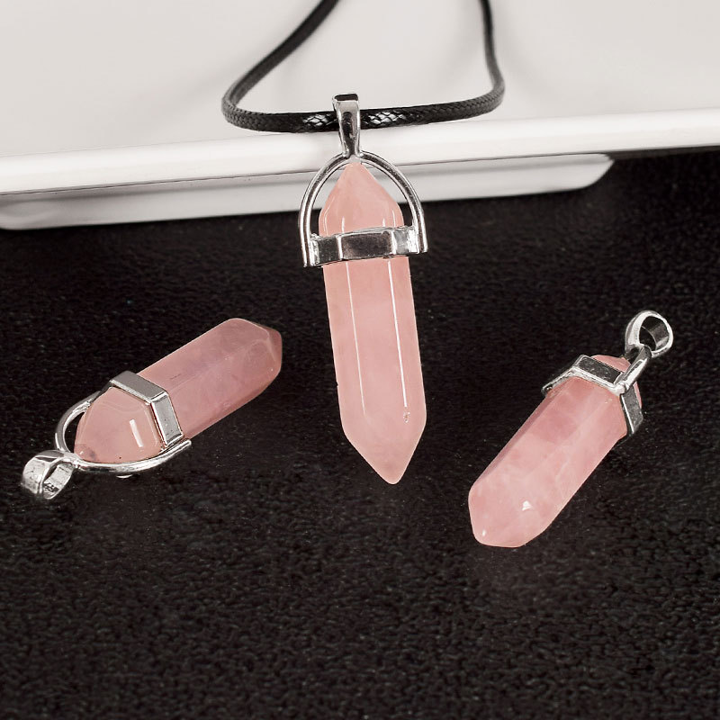 30mm Tumbled Stone natural Hexagonal Column rose quartz Healing Crystal Polished Stones And Mineral Reiki Pendulum home Decor