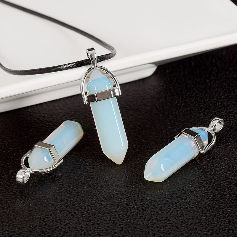 30mm Tumbled Stone natural Hexagonal Column opalite Healing quartz Crystal Polished Reiki Pendulum Stones And Mineral home Decor