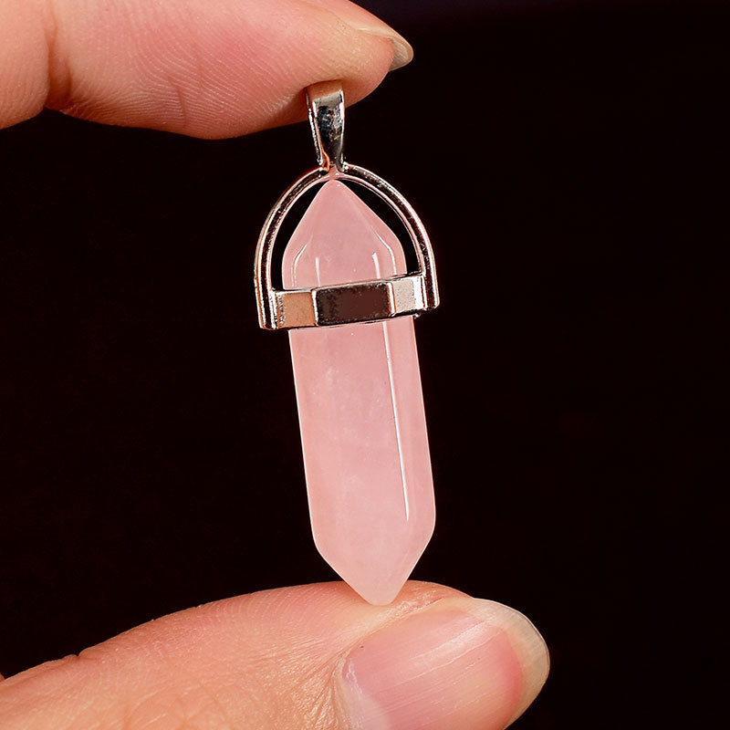 30mm Tumbled Stone natural Hexagonal Column rose quartz Healing Crystal Polished Stones And Mineral Reiki Pendulum home Decor