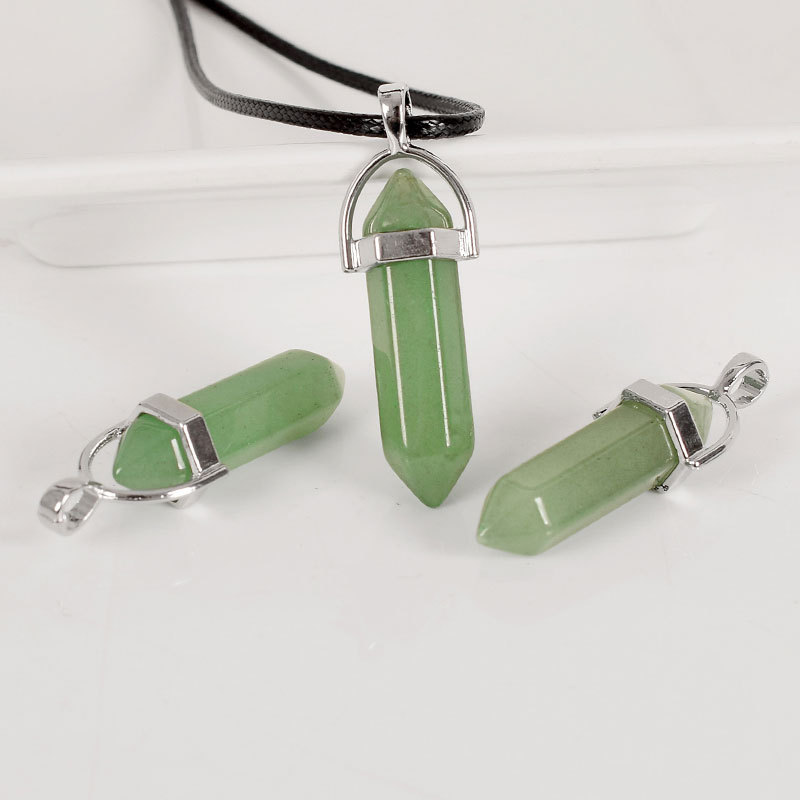 30mm Tumbled Stone Natural Hexagonal Column green aventurine Reiki Pendulum Pendant Healing Mineral Quartz Crystals Home Decor
