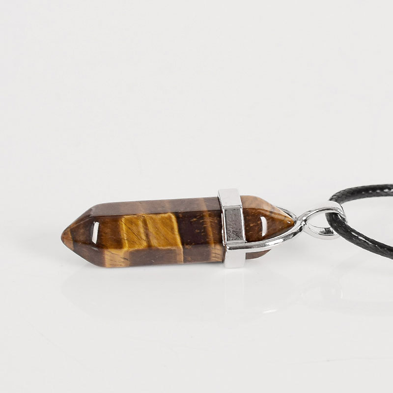 30mm Natural tiger eye Tumbled Stone Hexagonal Column Reiki Pendulum Pendant Healing Mineral Quartz Crystals kids Home Decor
