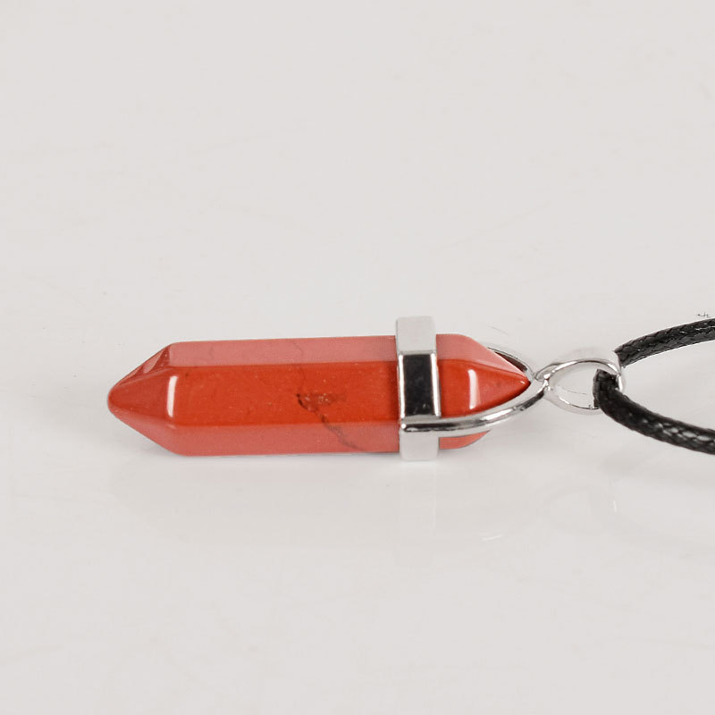 Tumbled Stone Natural Hexagonal Column red jasper Reiki Pendulum Pendant polished Healing Mineral Quartz Crystal Home Decoration