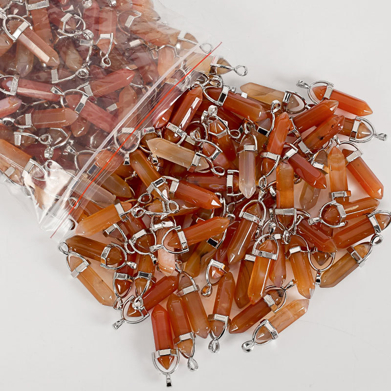 Natural red agate prism Pendant Necklace