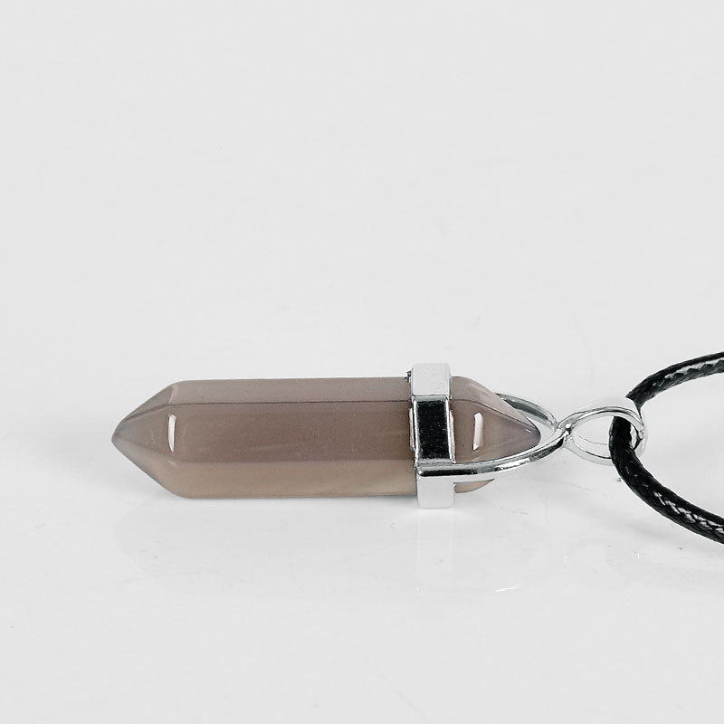 Natural gray agate prism Pendant Necklace