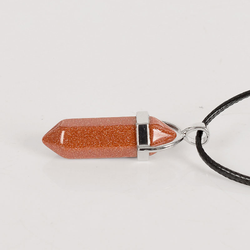 Tumbled Stone Hexagonal Column gold sandstone Reiki Pendulum Pendant polished Healing Mineral Quartz Crystals kids Home Decor