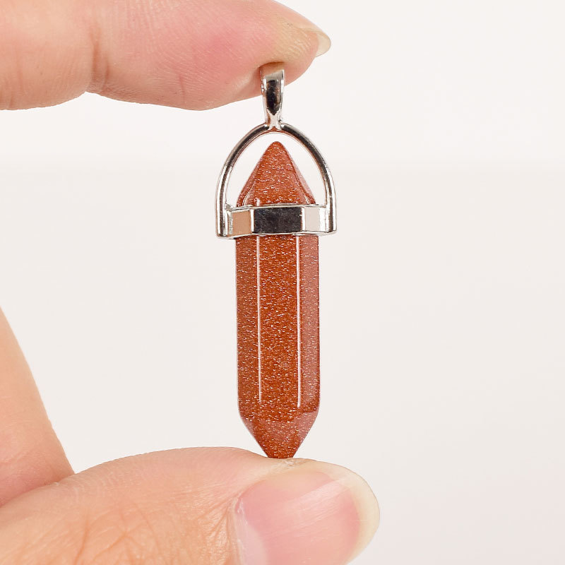 Tumbled Stone Hexagonal Column gold sandstone Reiki Pendulum Pendant polished Healing Mineral Quartz Crystals kids Home Decor