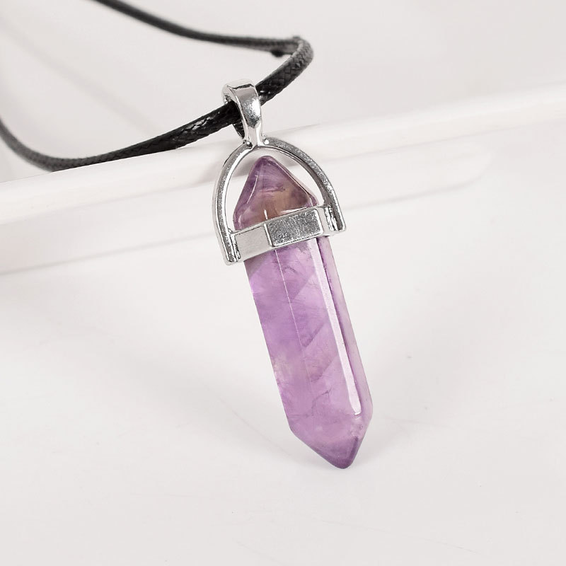 30mm Tumbled Stone Natural Hexagonal Column amethyst Polished Stones And Mineral Reiki Pendulum Healing Crystals Home Decor