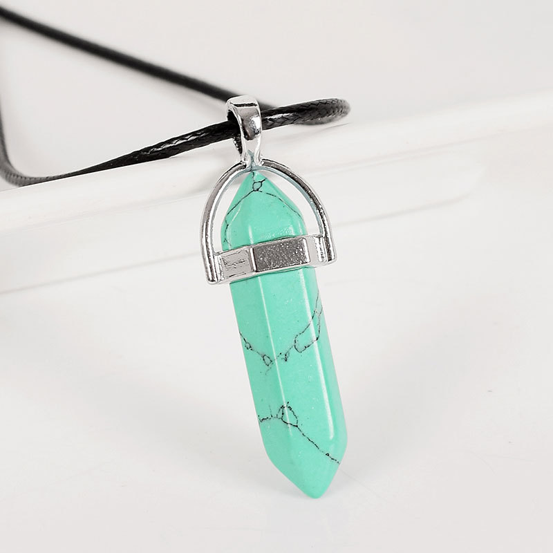 30mm Tumbled Stone Natural Hexagonal Column blue howlite Reiki Pendulum polished Healing Mineral Quartz Crystals Home Decoration