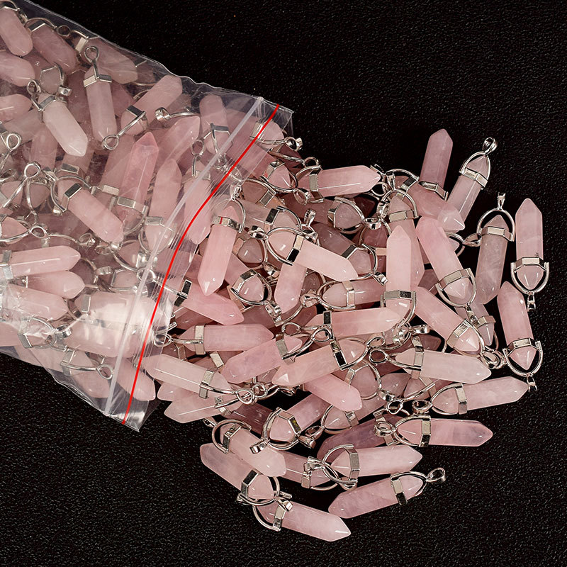 30mm Tumbled Stone natural Hexagonal Column rose quartz Healing Crystal Polished Stones And Mineral Reiki Pendulum home Decor