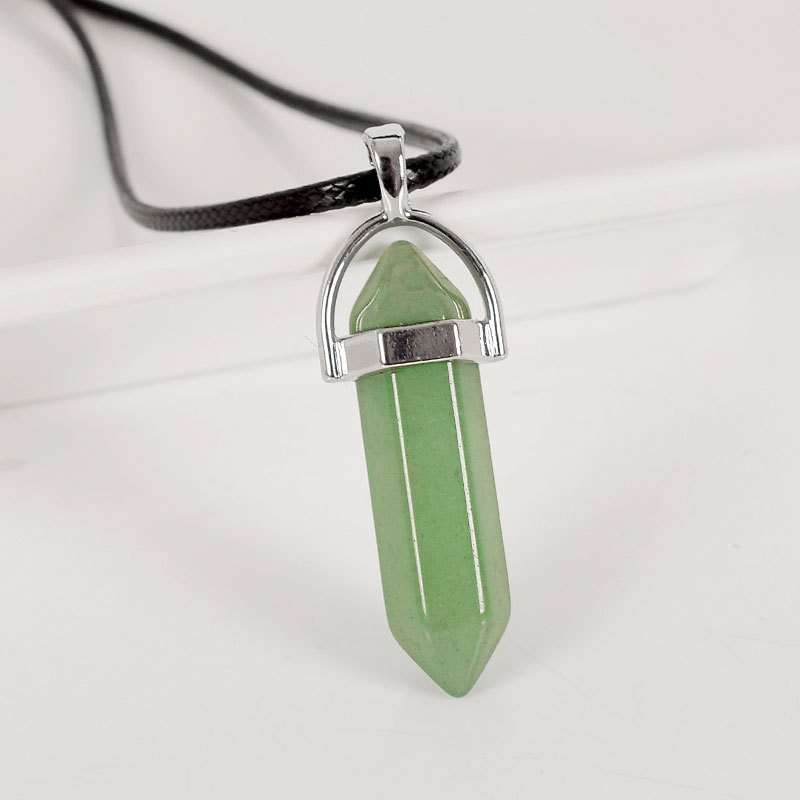 30mm Tumbled Stone Natural Hexagonal Column green aventurine Reiki Pendulum Pendant Healing Mineral Quartz Crystals Home Decor