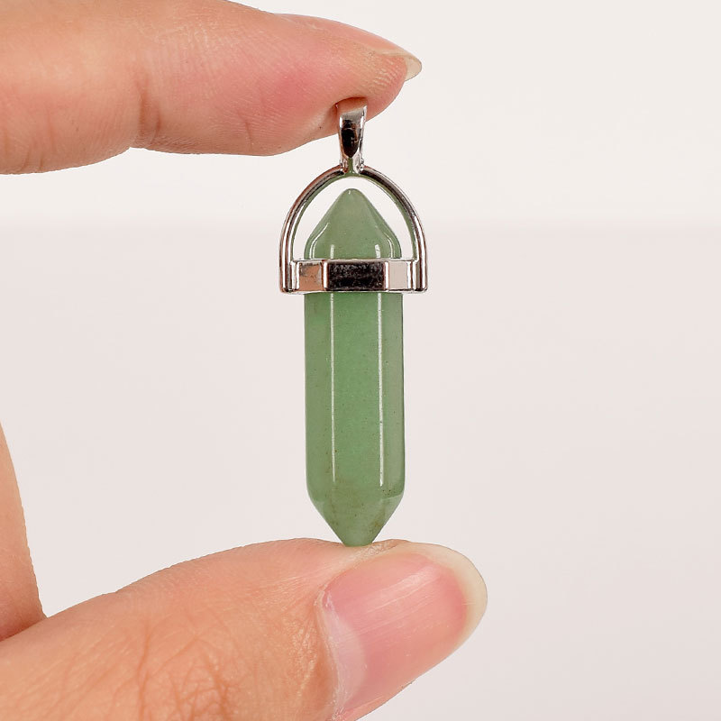 30mm Tumbled Stone Natural Hexagonal Column green aventurine Reiki Pendulum Pendant Healing Mineral Quartz Crystals Home Decor