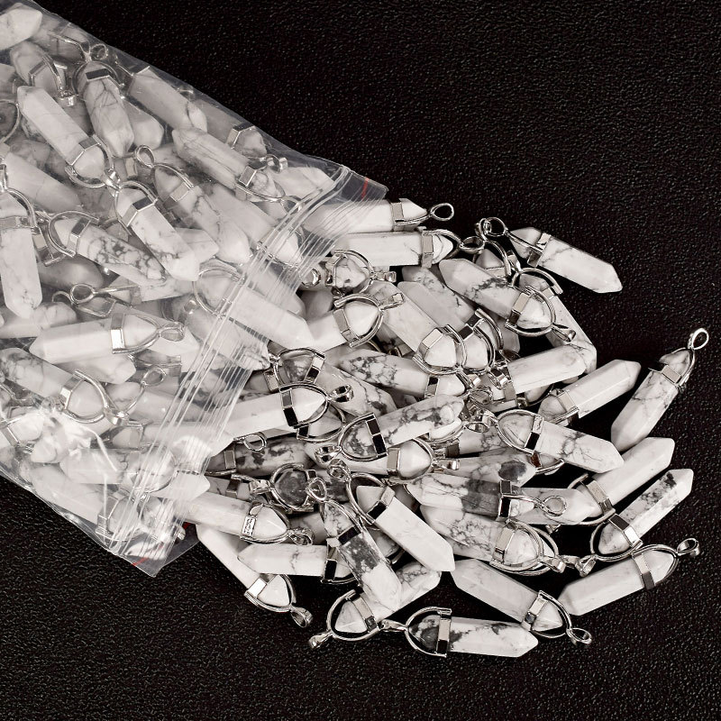 30mm Tumbled Stone natural Hexagonal Column white howlite Healing Crystals Polished Stones And Mineral Reiki Pendulum home Decor