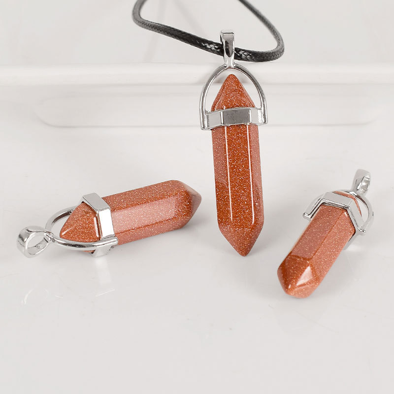 Tumbled Stone Hexagonal Column gold sandstone Reiki Pendulum Pendant polished Healing Mineral Quartz Crystals kids Home Decor