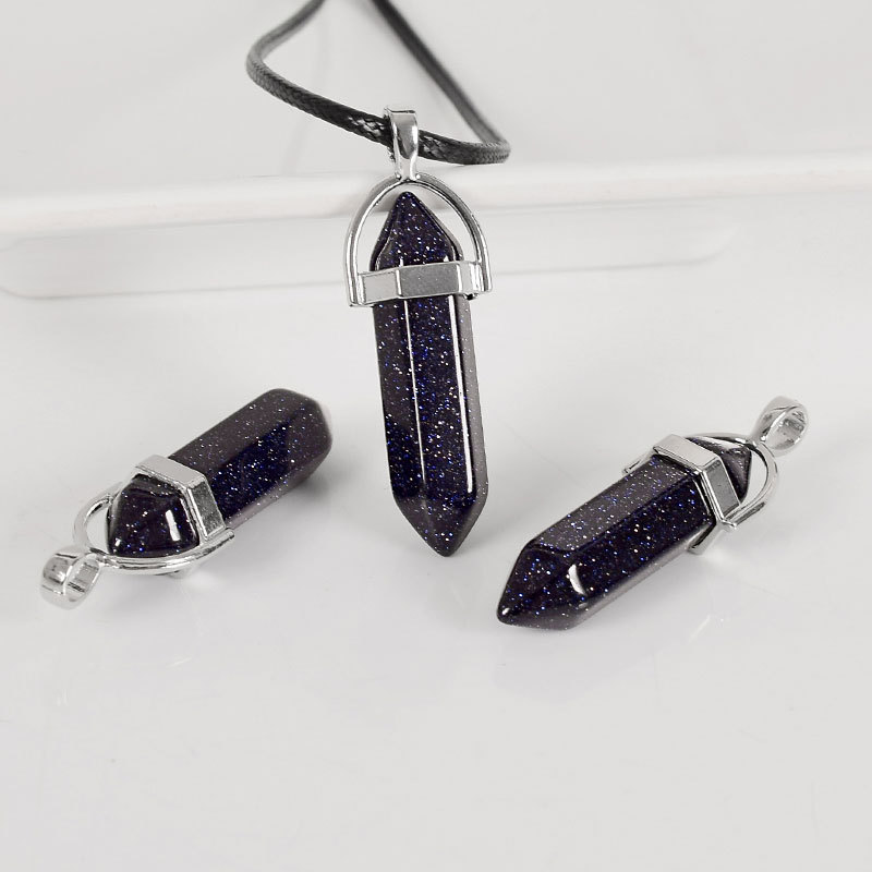 30mm Tumbled Stone Natural Hexagonal Column blue sandstone Stones And Mineral Reiki Pendulum Healing Crystals Home Decoration