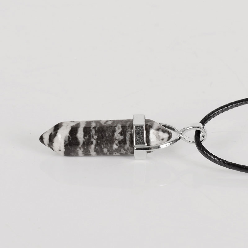 30mm Tumbled Stone Hexagonal Column white black zebra jasper Reiki Pendulum Pendant Healing Mineral Quartz Crystals Home Decor