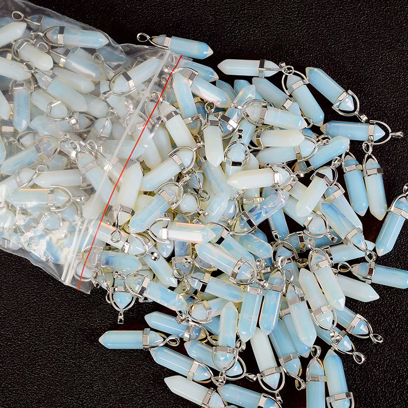 30mm Tumbled Stone natural Hexagonal Column opalite Healing quartz Crystal Polished Reiki Pendulum Stones And Mineral home Decor