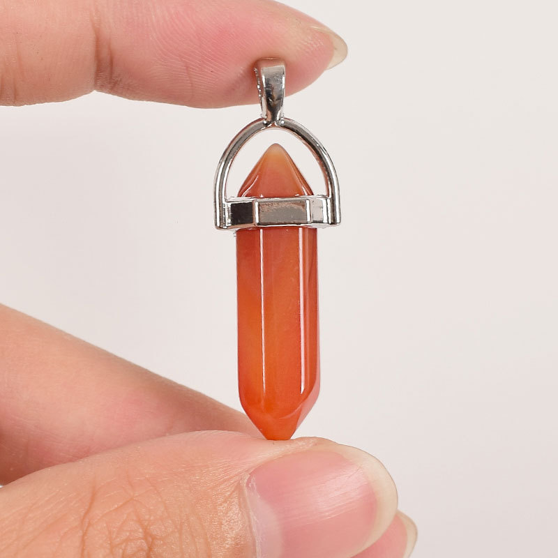 Natural red agate prism Pendant Necklace
