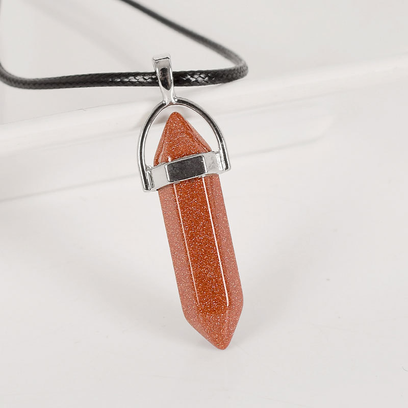 Tumbled Stone Hexagonal Column gold sandstone Reiki Pendulum Pendant polished Healing Mineral Quartz Crystals kids Home Decor