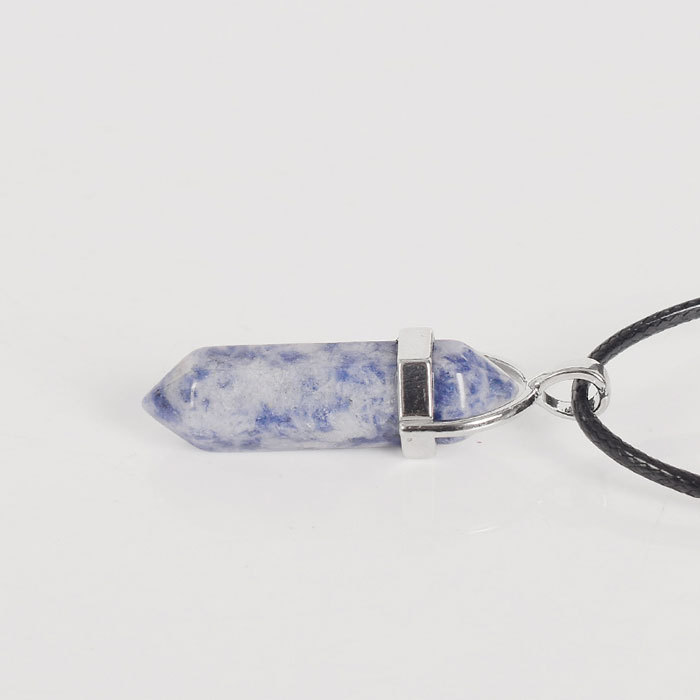 Natural blue spot jasper Tumbled Stone Hexagonal Column Pendant
