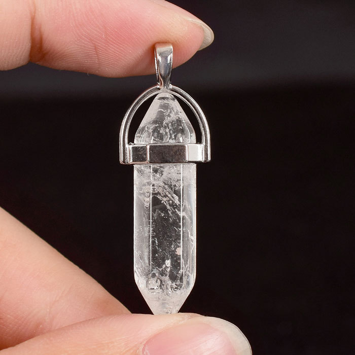 30mm natural Crystals Hexagonal Column Necklace Pendant