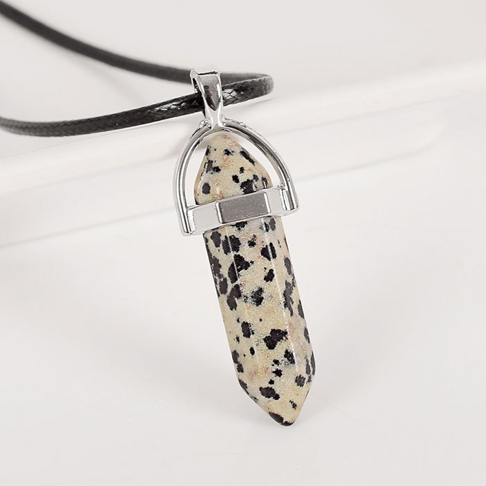 Natural Hexagonal Column with spots Necklace Pendant