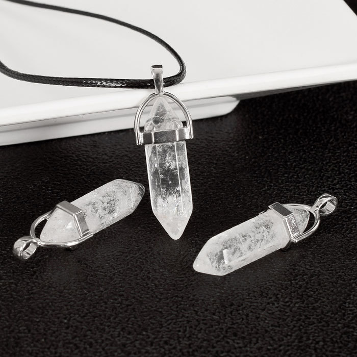30mm natural Crystals Hexagonal Column Necklace Pendant