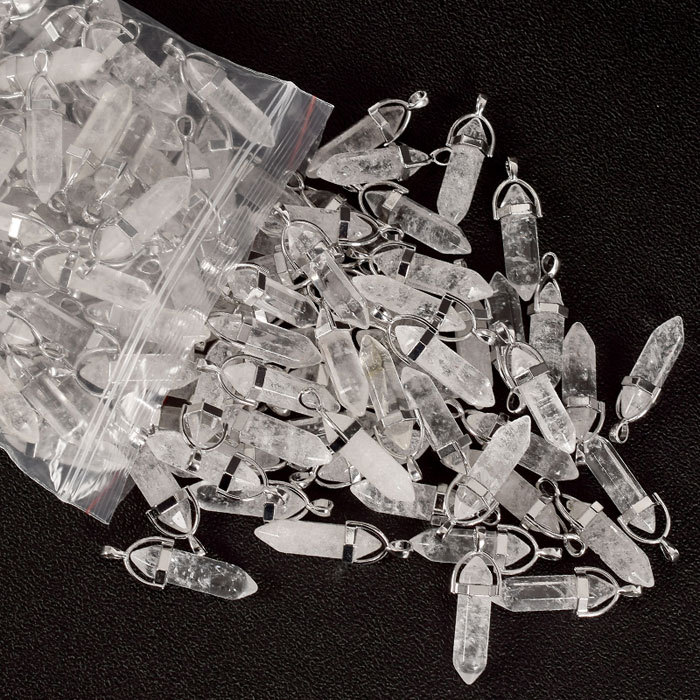 30mm natural Crystals Hexagonal Column Necklace Pendant