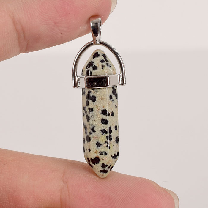 Natural Hexagonal Column with spots Necklace Pendant