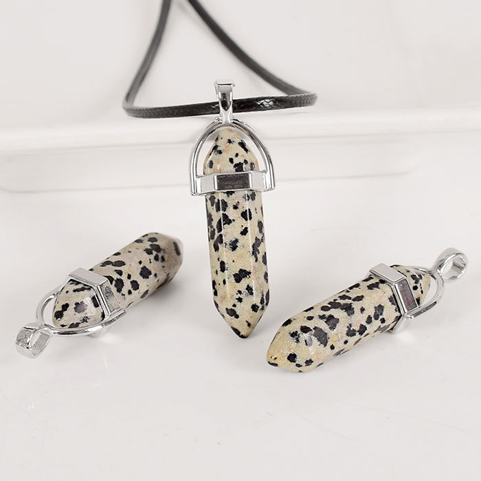 Natural Hexagonal Column with spots Necklace Pendant