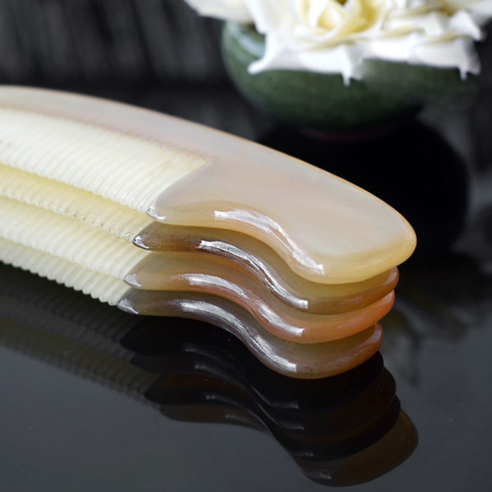 Natural sheep horn comb with curved handle,Ox Horn Combs