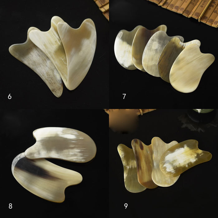 Patterned horn scraping massage tool