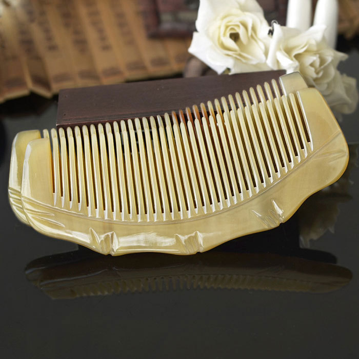 Yak horn bamboo half moon comb