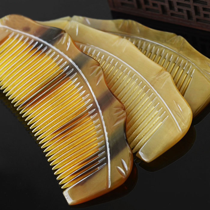 Yak horn bamboo half moon comb