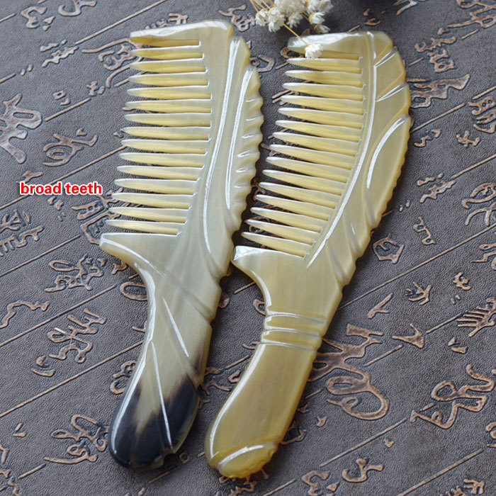 Gift box with large horn carving massage comb
