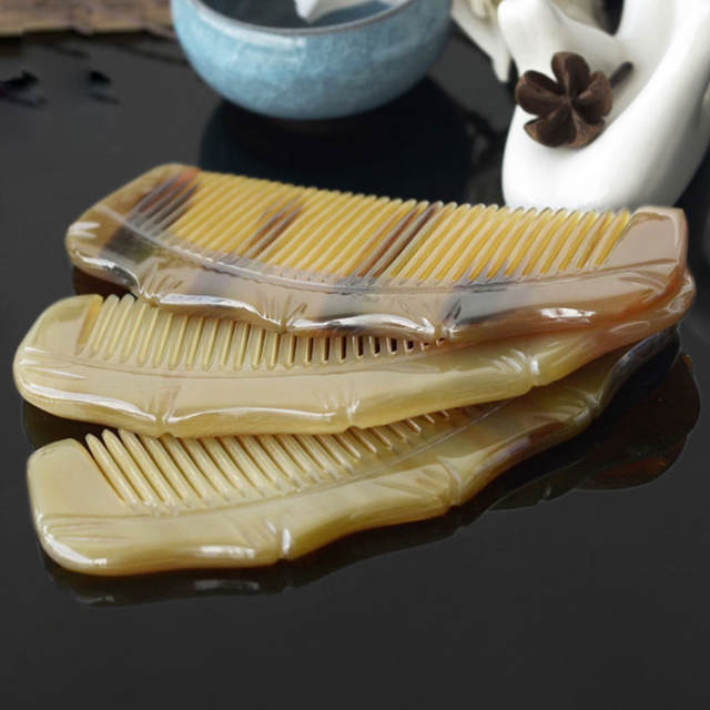 Yak horn bamboo half moon comb,Ox Horn Combs