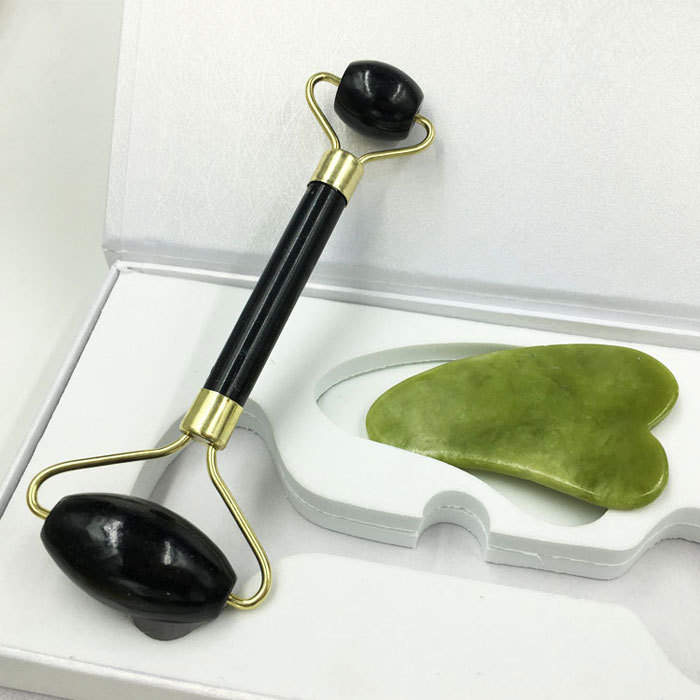 Natural jade beauty massage roller set