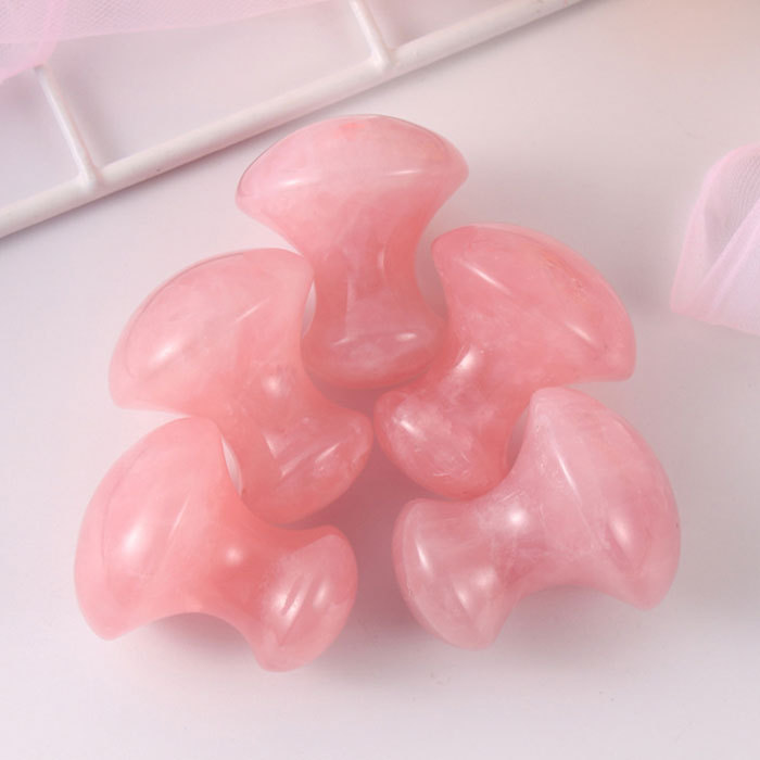 Natural pink crystal mushroom Massage Stone
