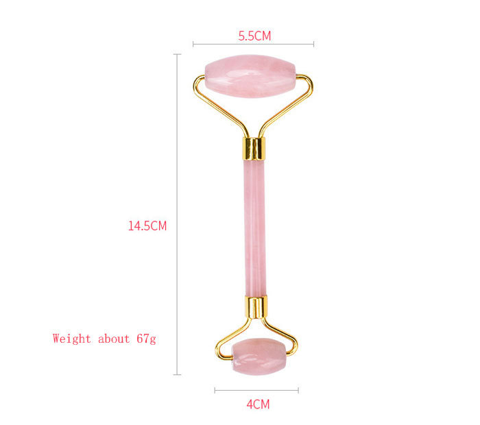 Natural pink crystal beauty massage roller