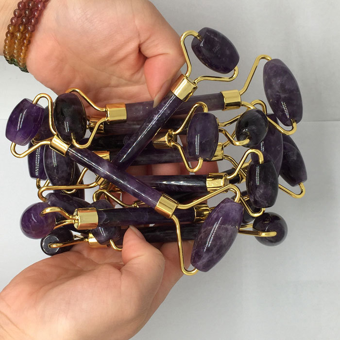 Natural amethyst massage roller