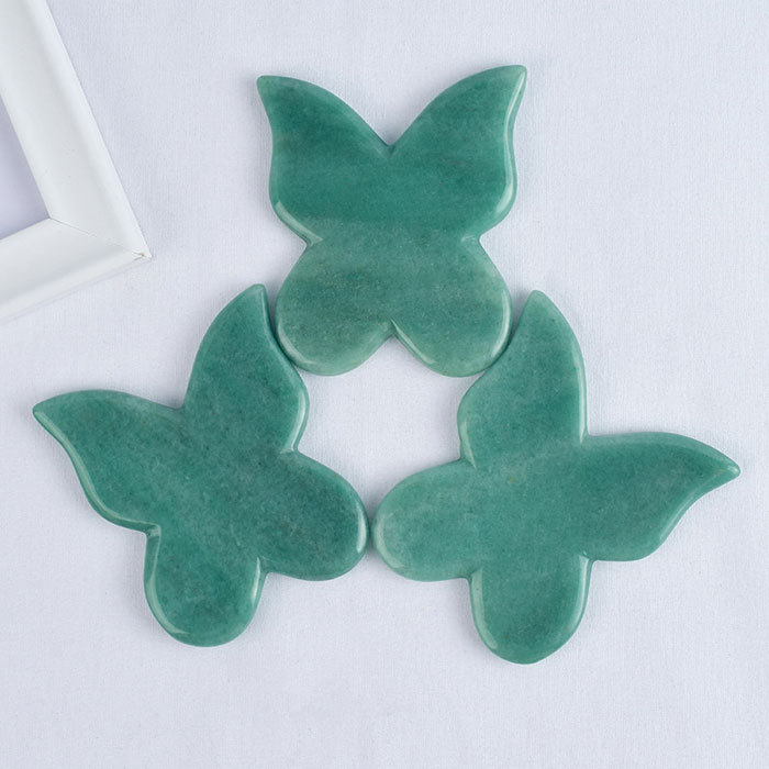 Natural Chinese green jade butterfly scraping board