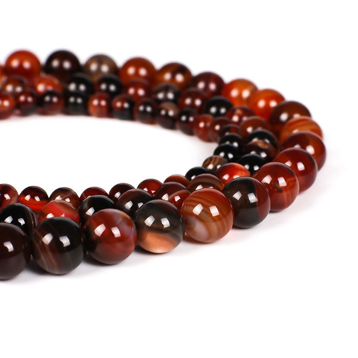 Natural reddish brown striped agate beads
