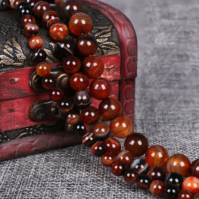 Natural reddish brown striped agate beads